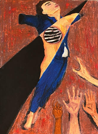 "I'm not trapped" [Oil pastel]