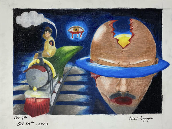 "Inside" [Graphite with colored pencils]