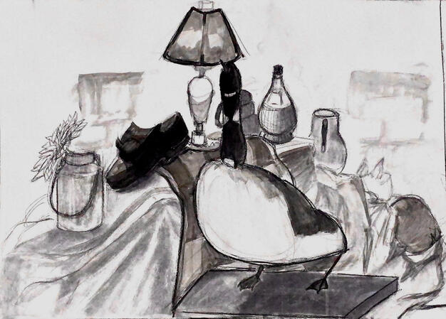 "Last Drawing" [Conte, Charcoal, Ink and Graphite]