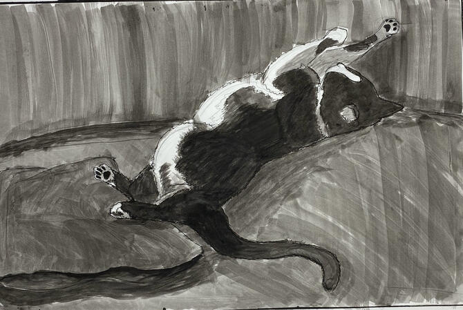 "Eddie" [Ink, pen with wash]